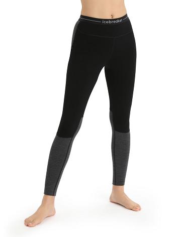 Dámské Base Layers Icebreaker 200 ZoneKnit™ Merino Leggings Černé | CZ 1099OKIR